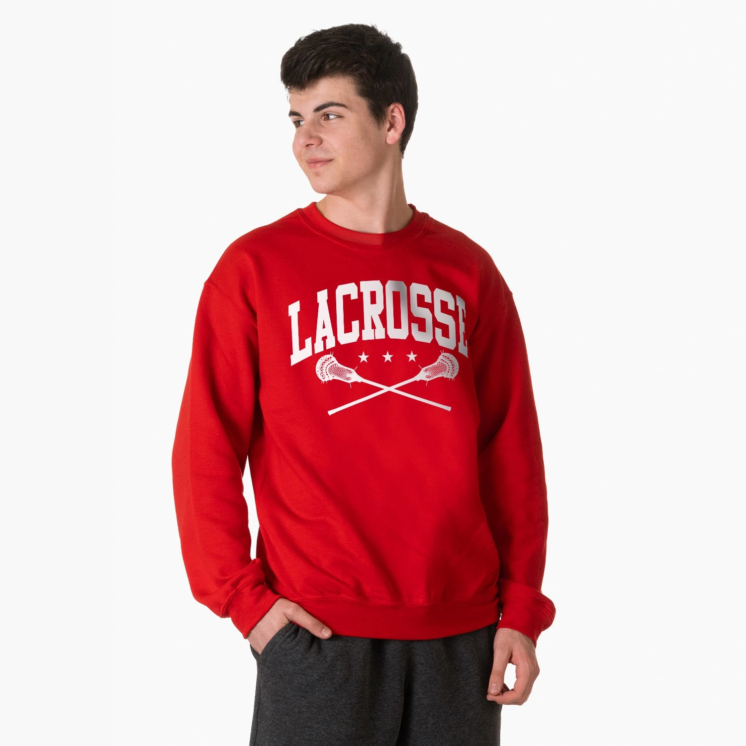 Best Sweatshirts For Tall Guys Lacrosse Crewneck Sweatshirt - Lacrosse Crossed Sticks