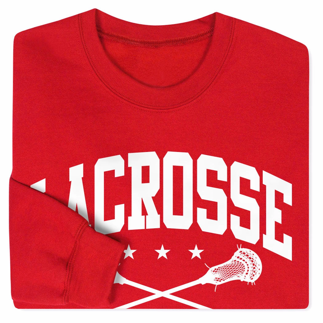 Gym Sweatshirts Guys Lacrosse Crewneck Sweatshirt - Lacrosse Crossed Sticks