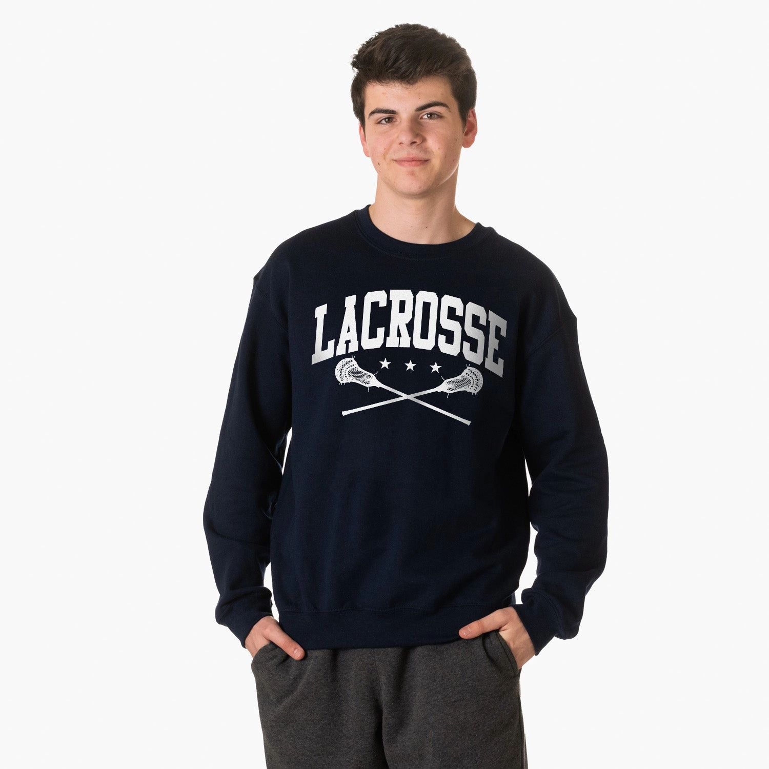 Fortnite Sweatshirts Guys Lacrosse Crewneck Sweatshirt - Lacrosse Crossed Sticks