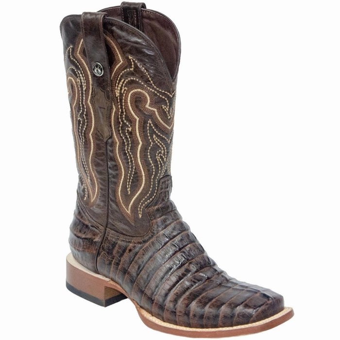 Tanner Mark Men's Beau Python Print Square Toe Boots Brown Men In Cowboy Boots