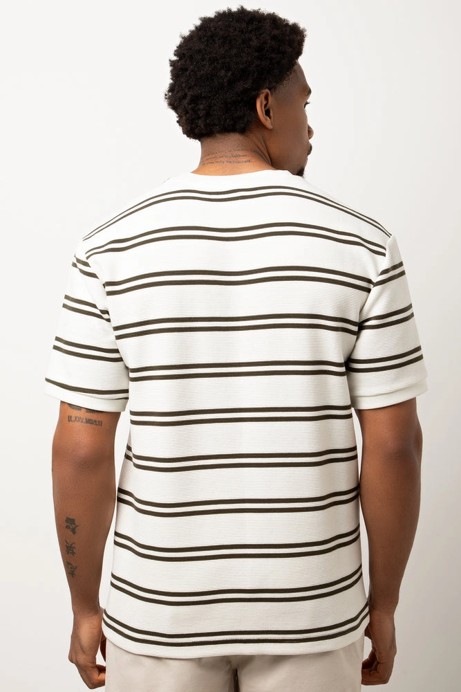 Textured Stripe Short Sleeve T-Shirt White Custom Text T Shirts
