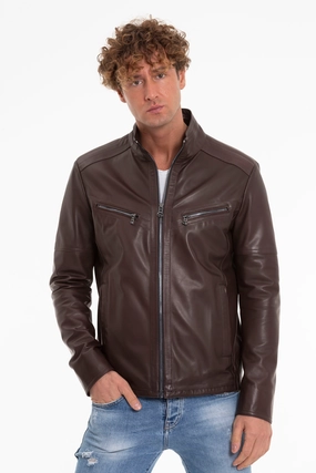 The Alamo Brown Leather Men Jacket Buttons For Jackets