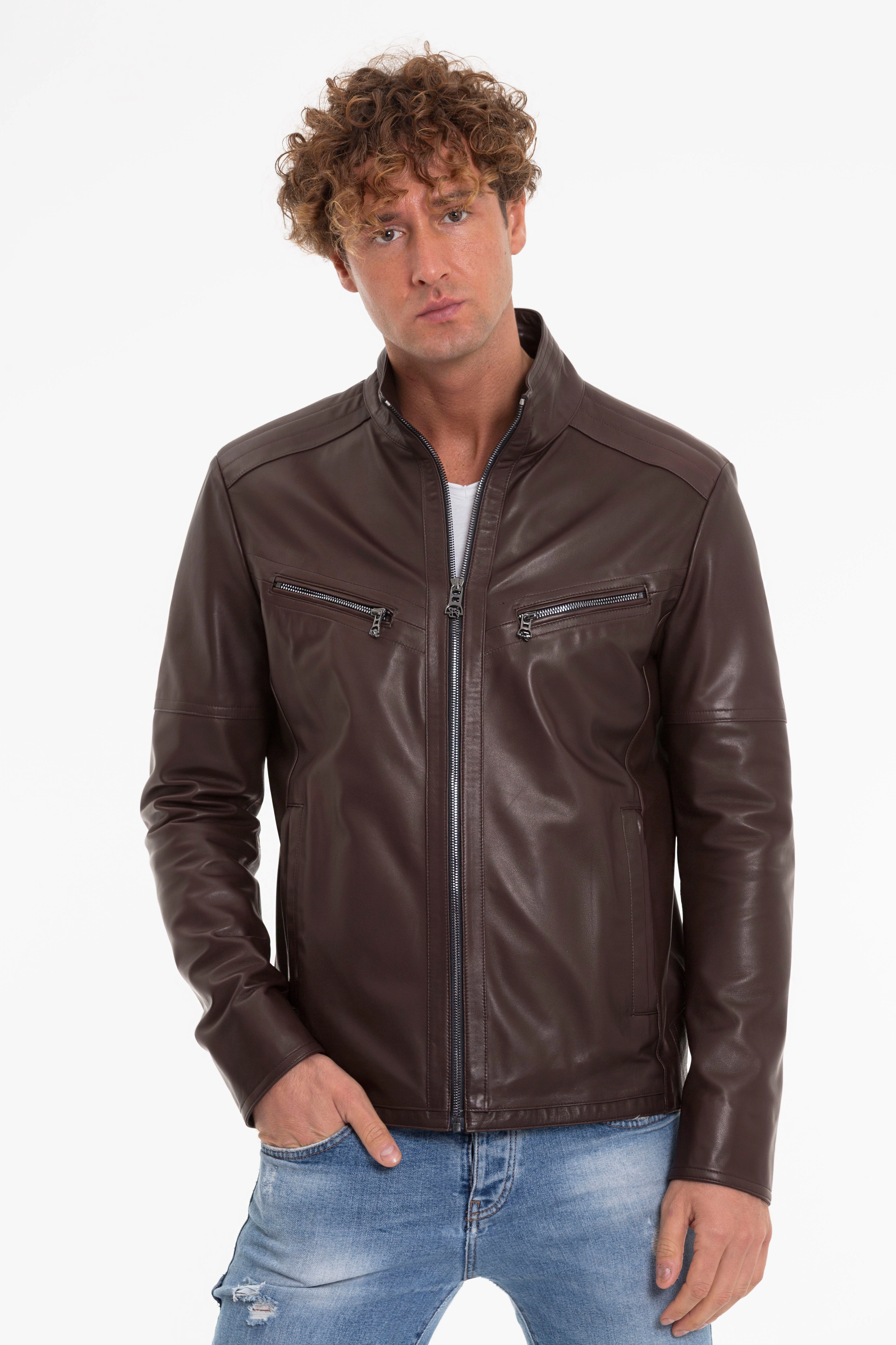 The Alamo Brown Leather Men Jacket Leather And Faux Leather Jackets