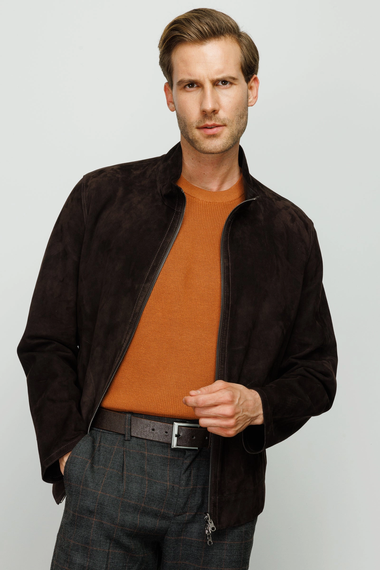 The Alba Black Leather Men Jacket Hiking Rain Jackets