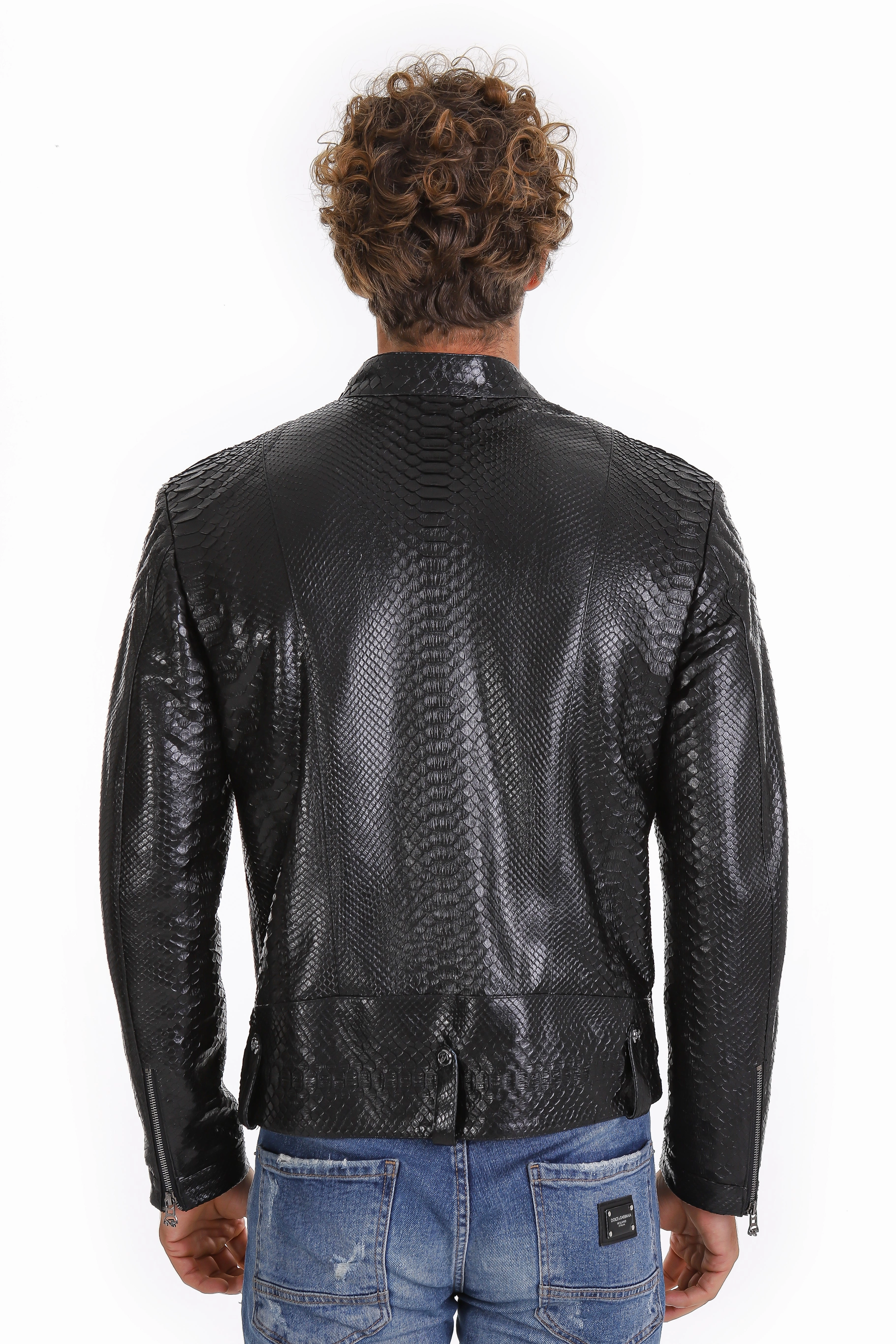 The Aristes Pythn Black Leather Men Jacket Mens Waxed Jackets