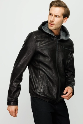 The Byron Ribi Black Leather Men Jacket Plus Size Sweater Jackets