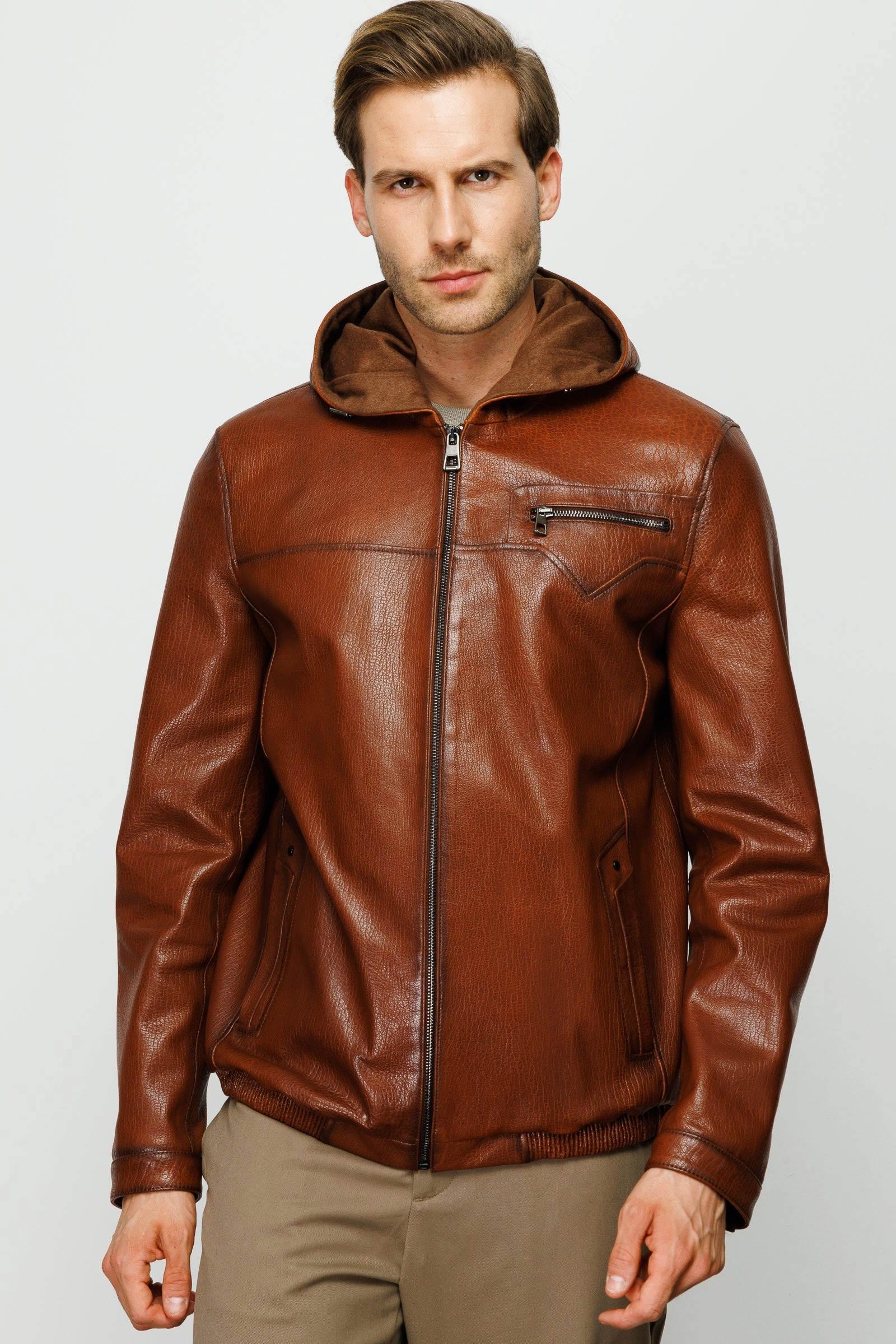 The Byron Ribi Brown Leather Men Jacket Astros Jackets