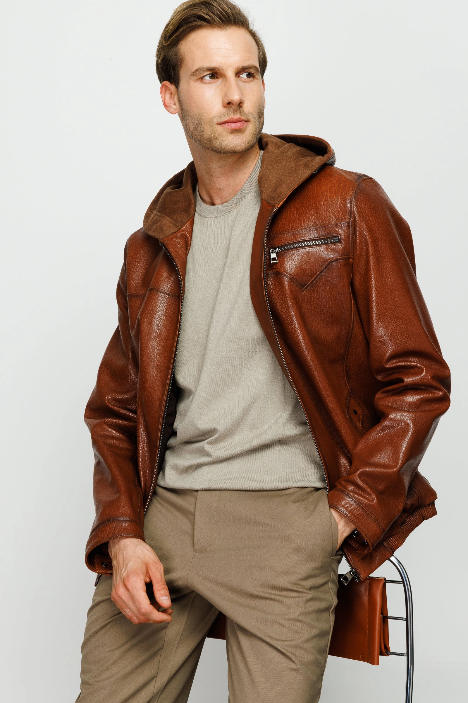 The Byron Ribi Brown Leather Men Jacket J Crew Jackets