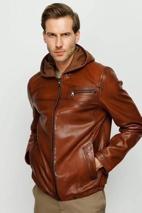 90s Jackets The Byron Ribi Brown Leather Men Jacket