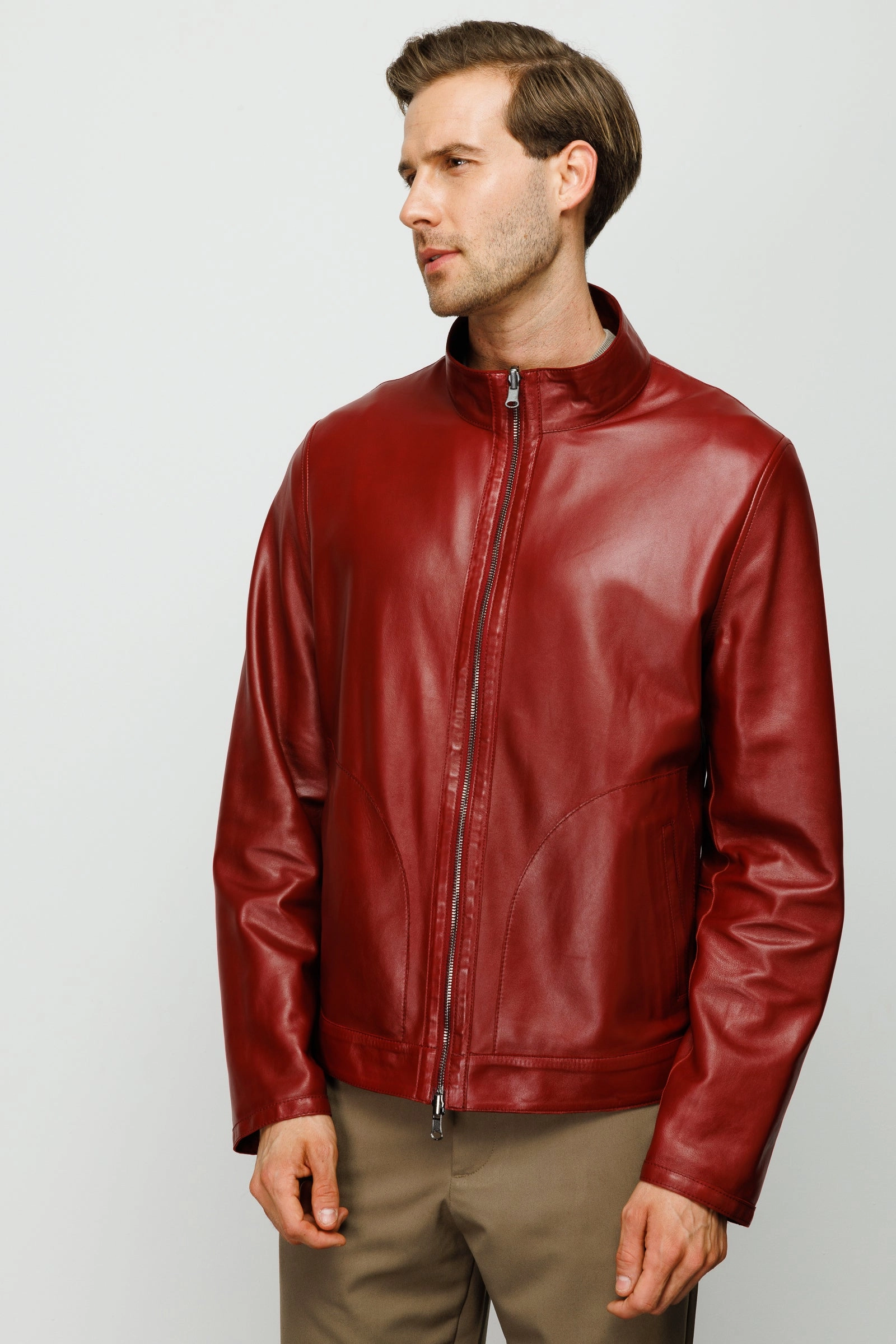 Pink Varsity Jackets The Del Rio Burgundy Leather Men Jacket