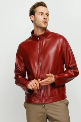 The Del Rio Burgundy Leather Men Jacket Badges For Jackets