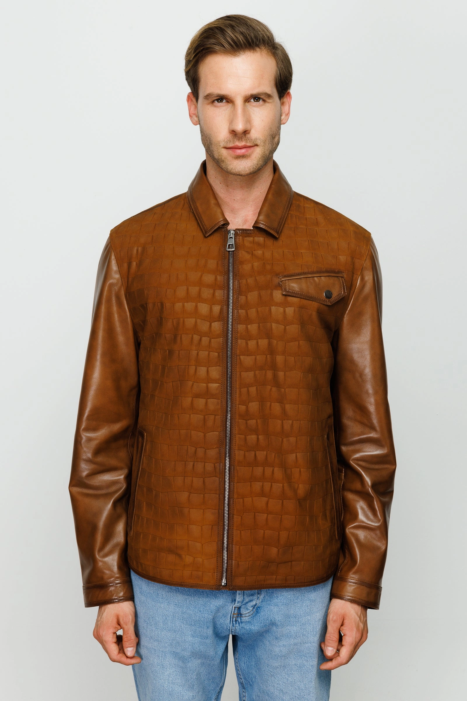 The Emerson Tan Leather Men Jacket Best Fireman Clasp Jackets