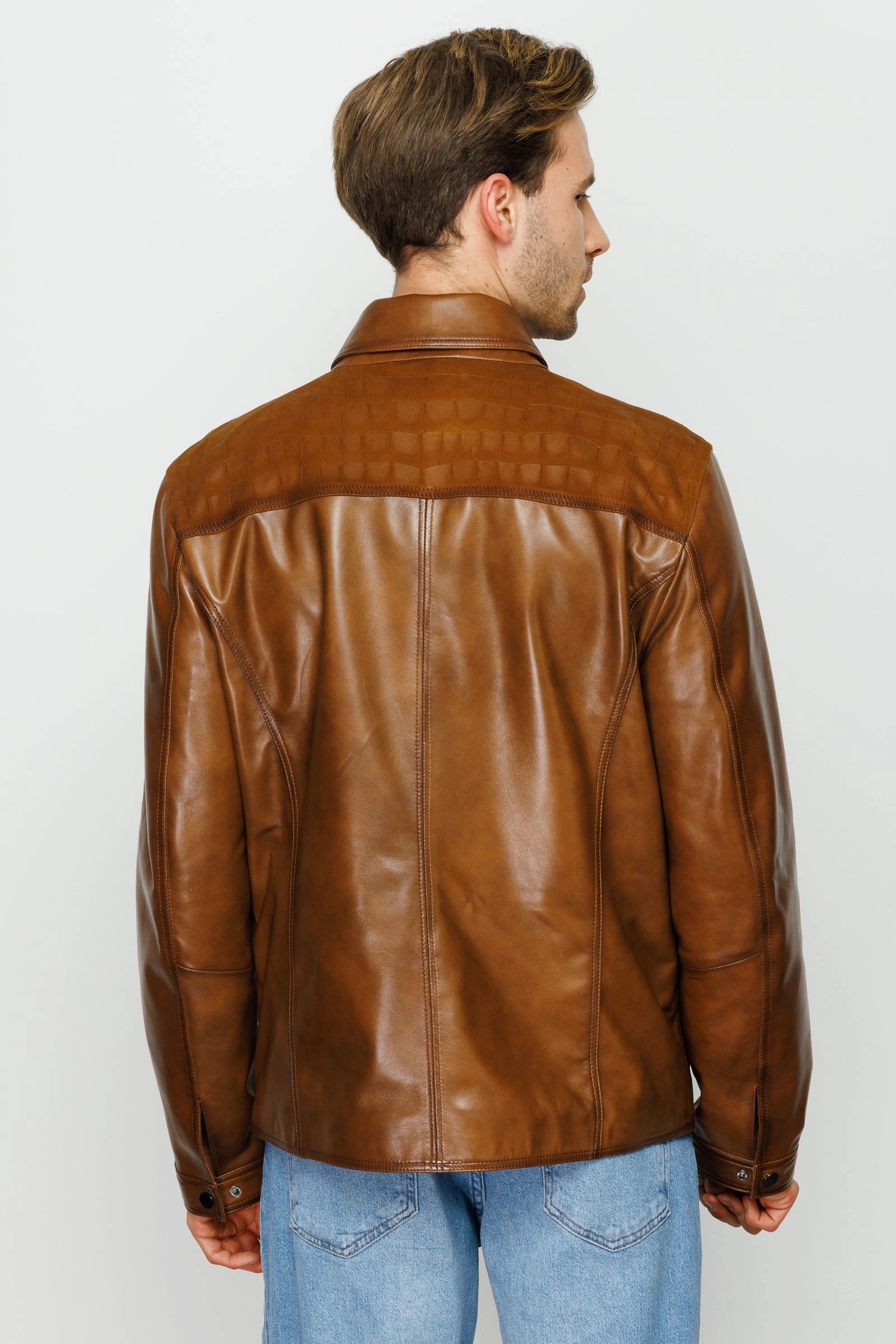 The Emerson Tan Leather Men Jacket Buy Letter Jackets