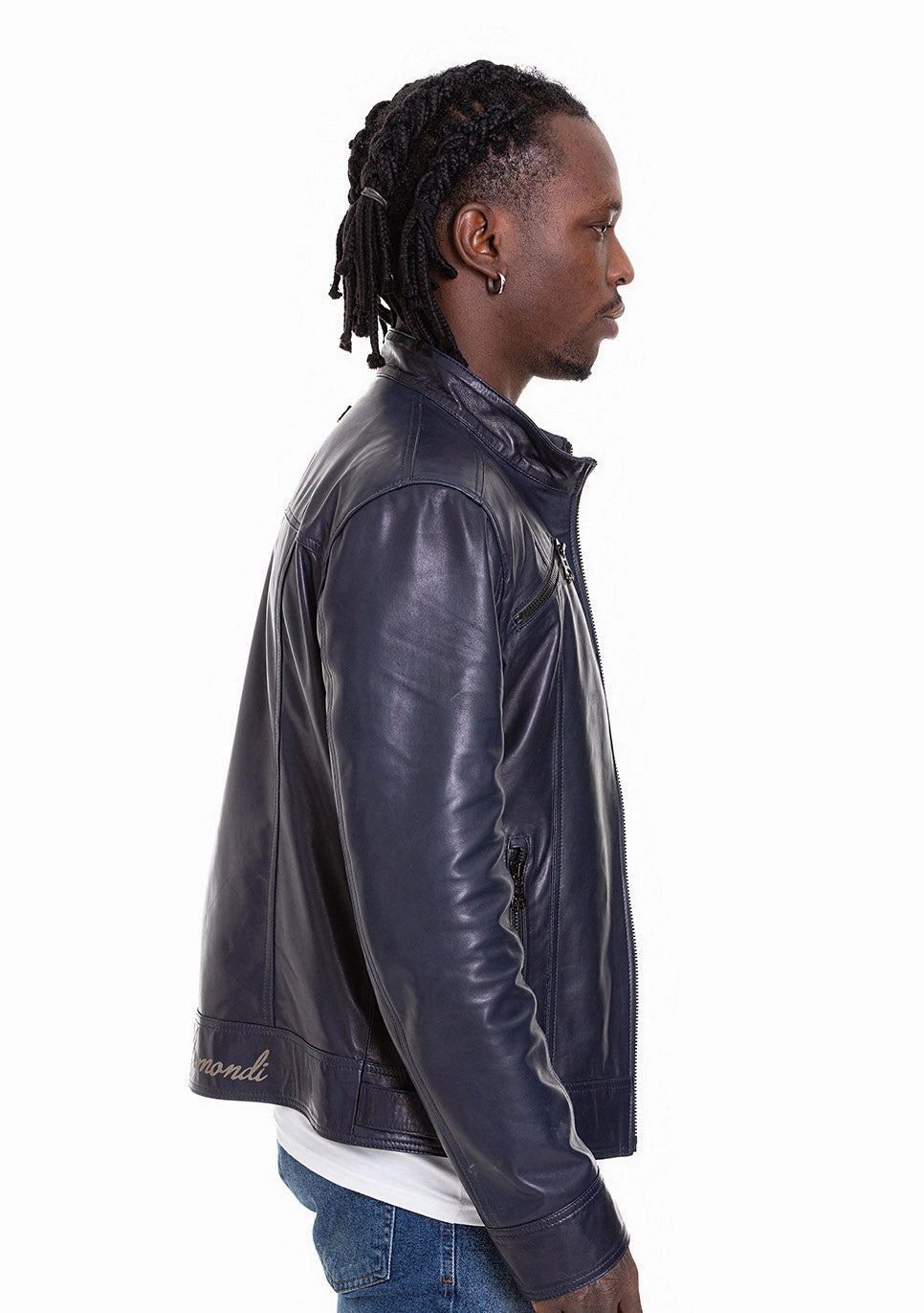 Jackets Outlet Mall The Labanon Navy Blue Leather Men Jacket