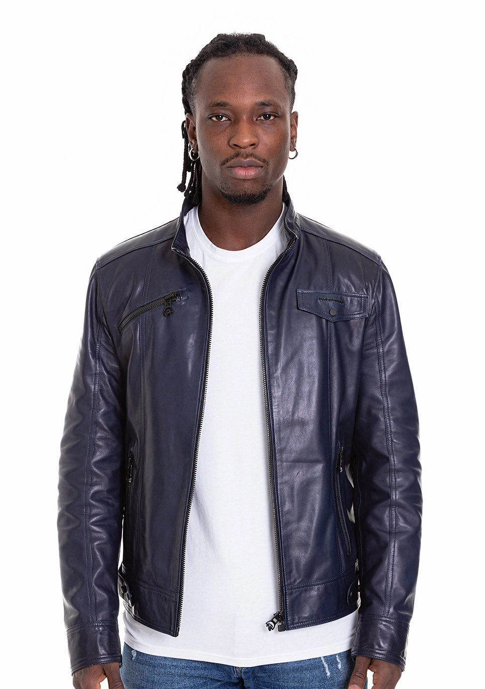 The Labanon Navy Blue Leather Men Jacket Can Jackets Get Wet
