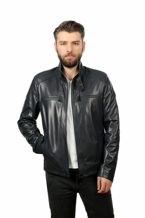 Ariat Jackets The Leroy Navy Blue Leather Men Jacket