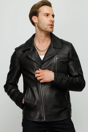 Burlington Winter Jackets The Monala Black Leather Men Jacket