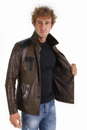 Short Spring Jackets The Pitman Brown Leather Men Jacket