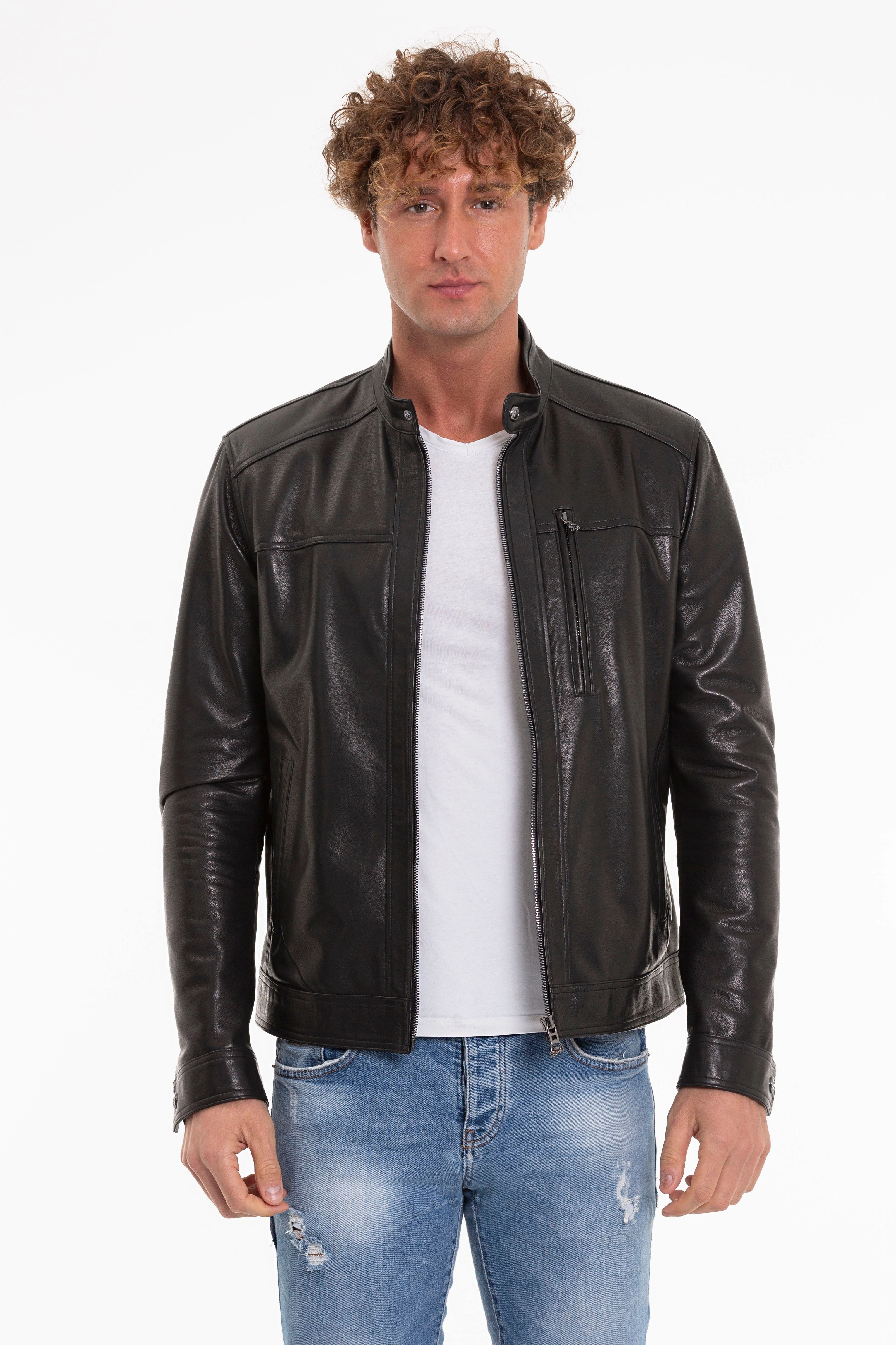 The Poleo Black Leather Men Jacket League Jackets