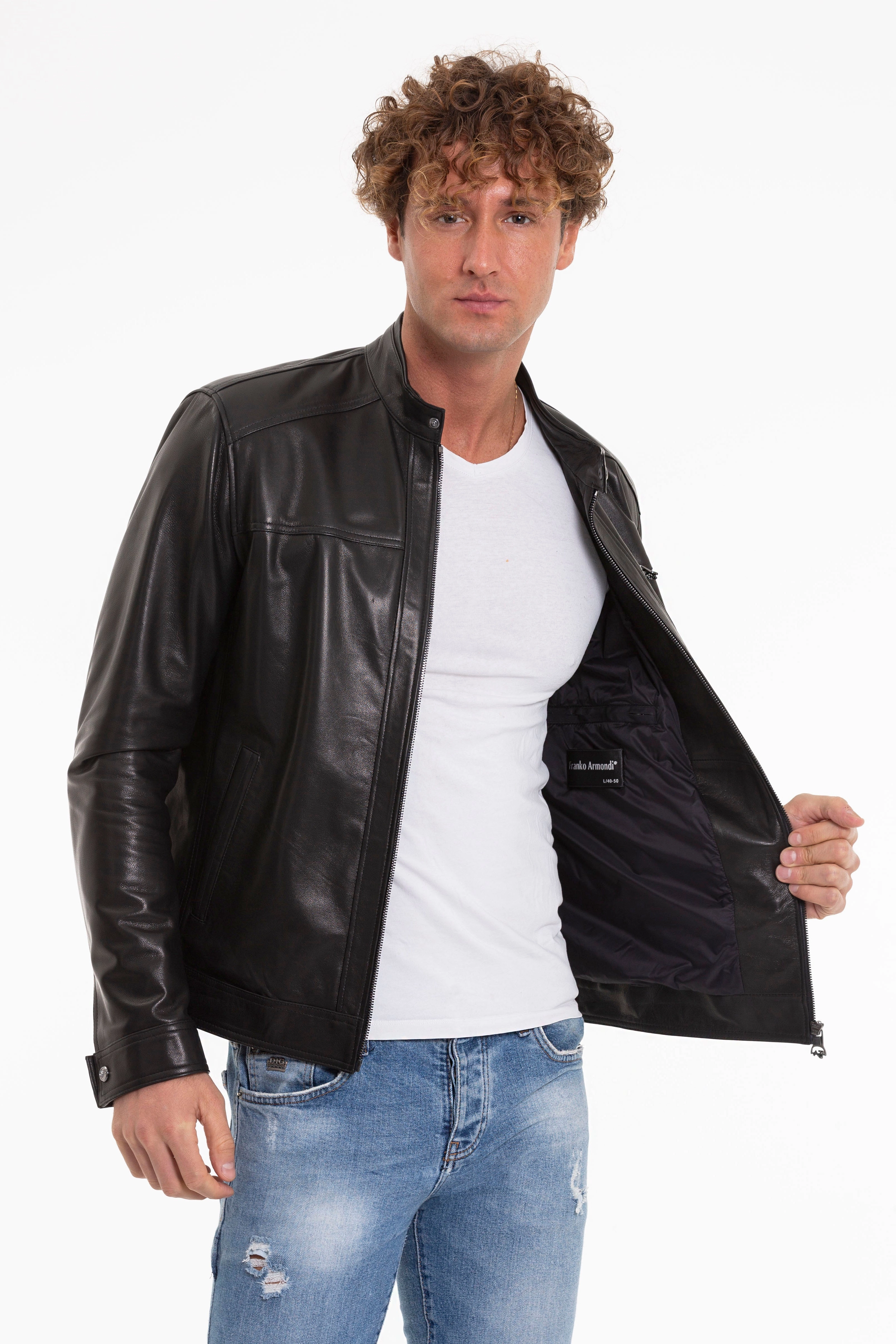 The Poleo Black Leather Men Jacket Custom Athletic Jackets