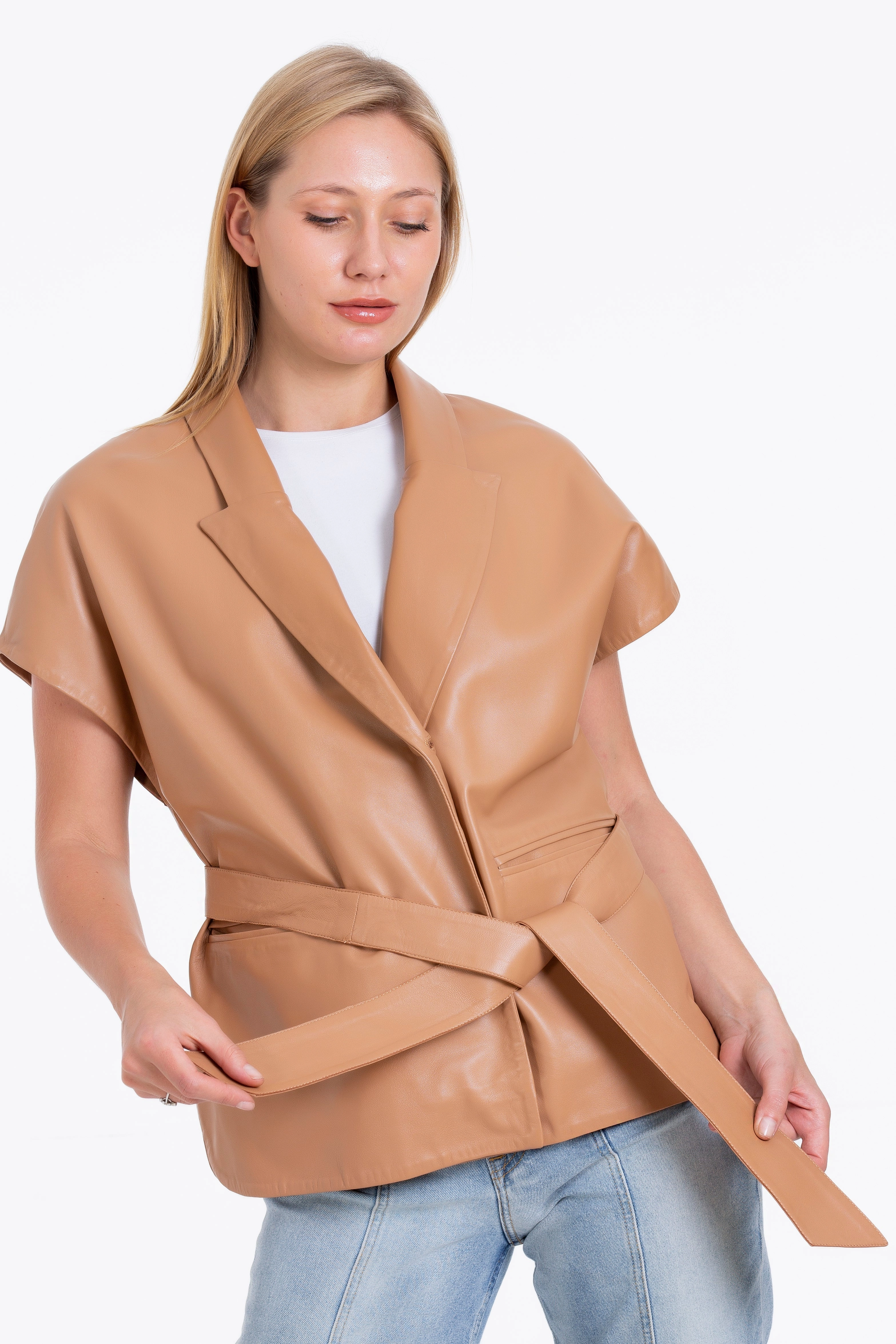 The Smithfield Leather Cookie Wraparound Vest Women Jacket Tartan Jackets