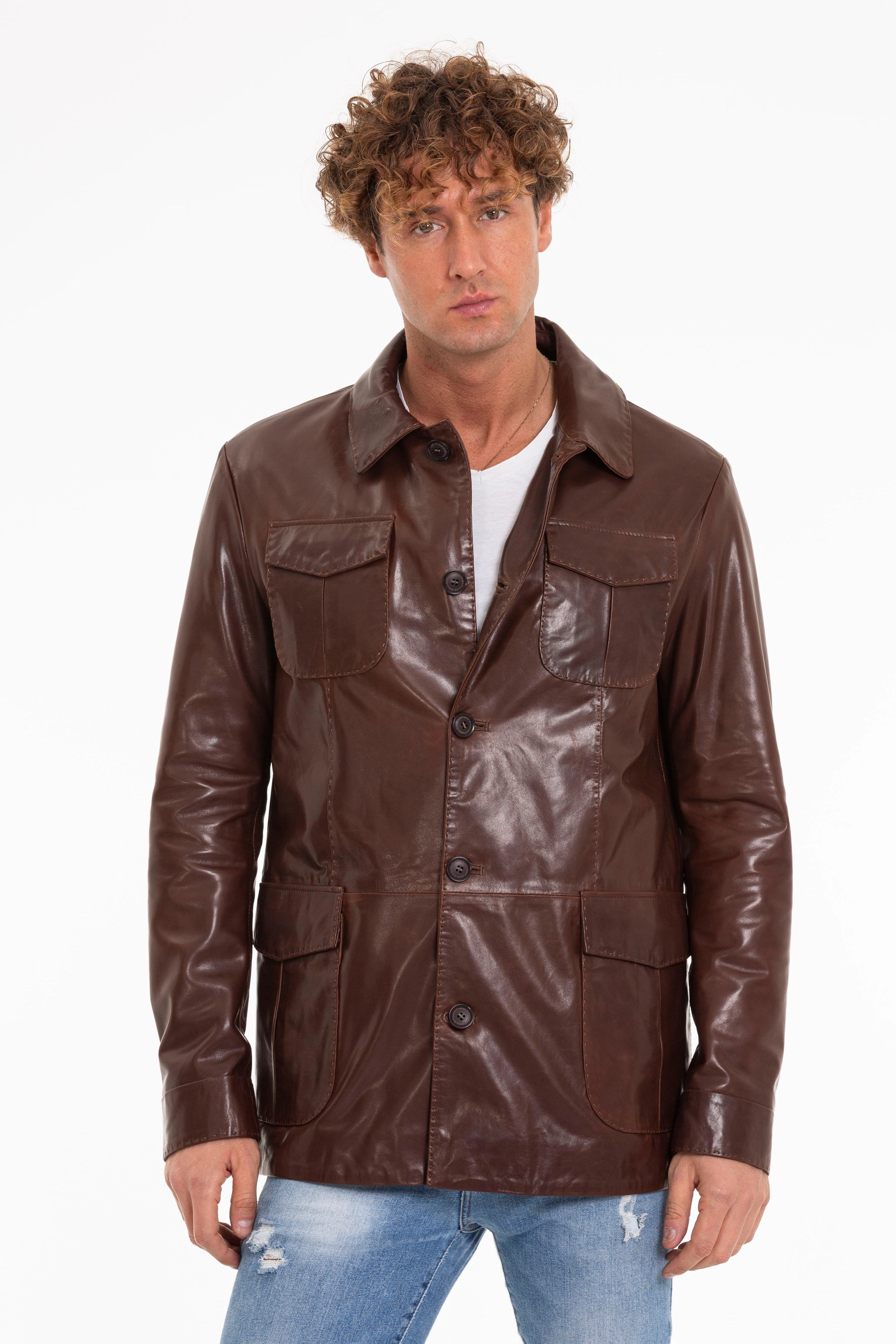Jackets For Tall Thin Guys The Turro Brown Leather Men Jacket