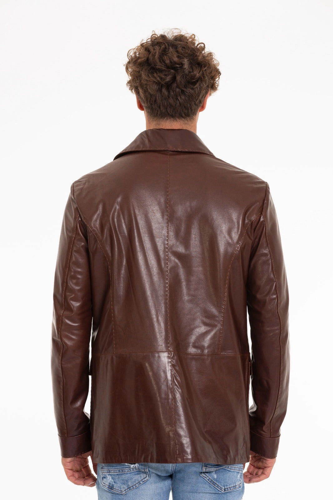 The Turro Brown Leather Men Jacket England Patriots Jackets