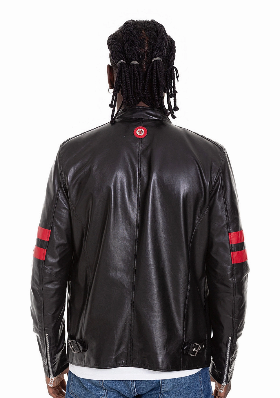 The Urban Black Leather Men Jacket Eagle Patches For Jackets