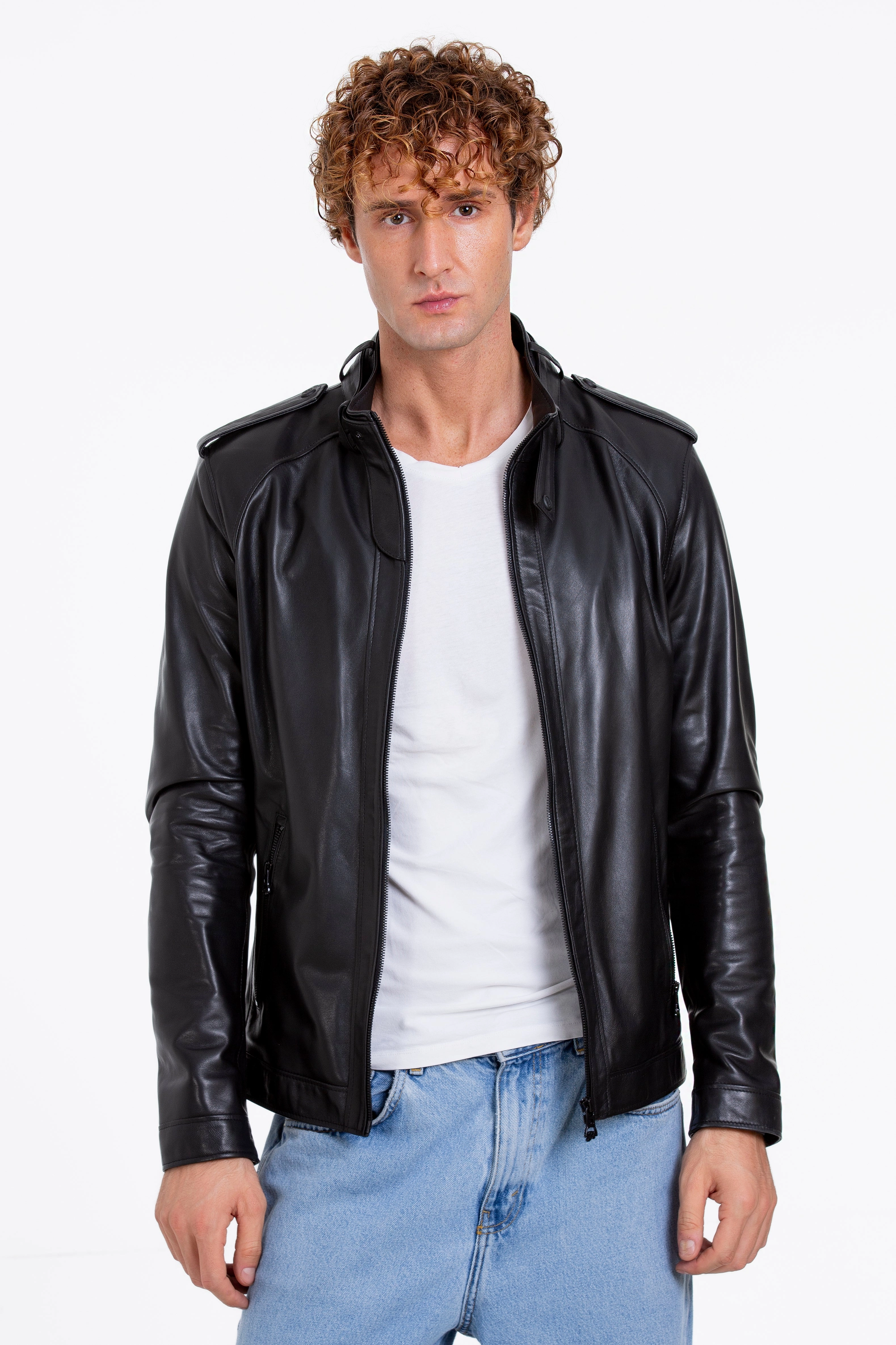 The Vinohrady Black Leather Men Jacket Cute Oversized Jackets