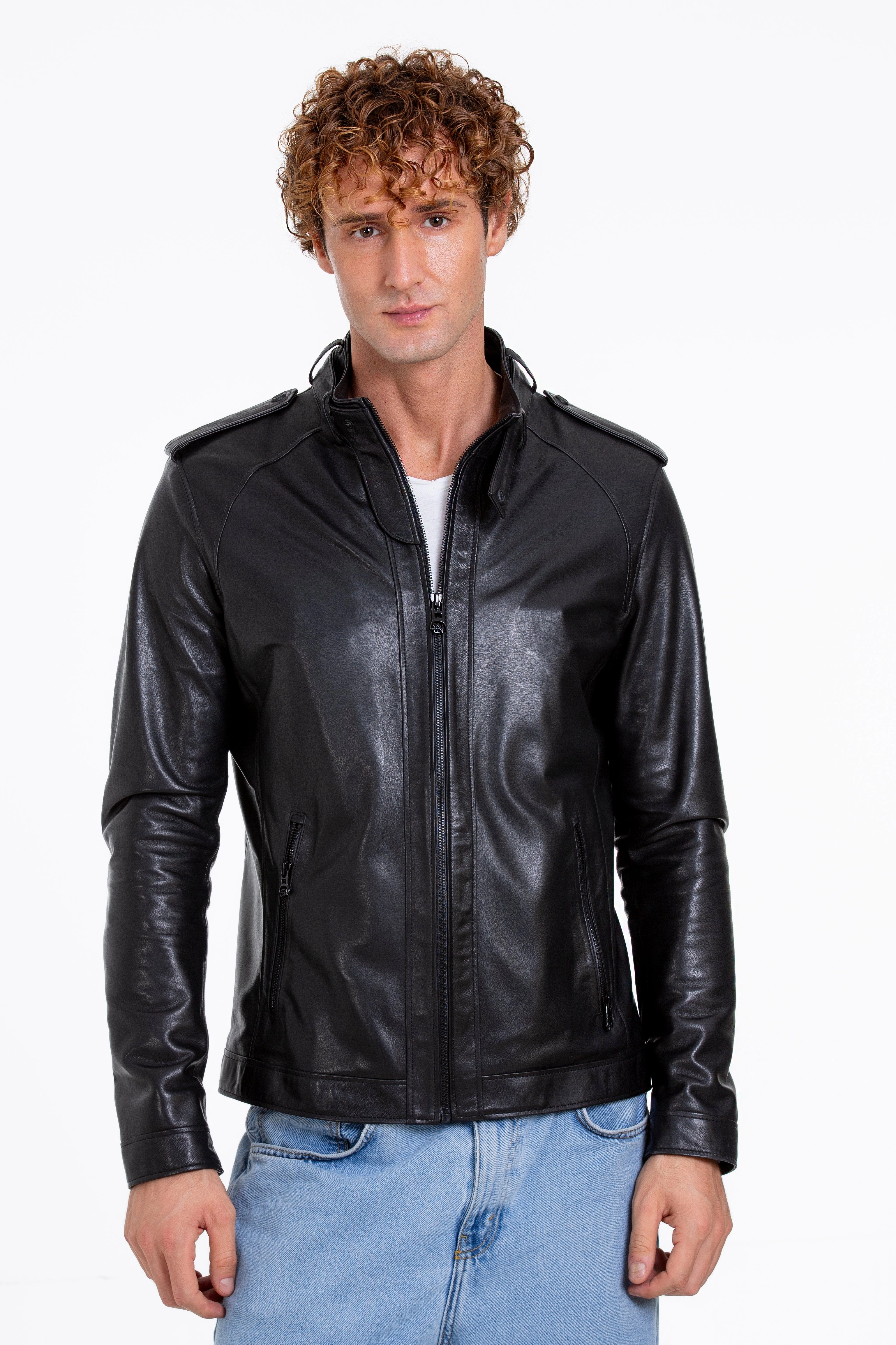 The Vinohrady Black Leather Men Jacket Iron On Patches For Jackets