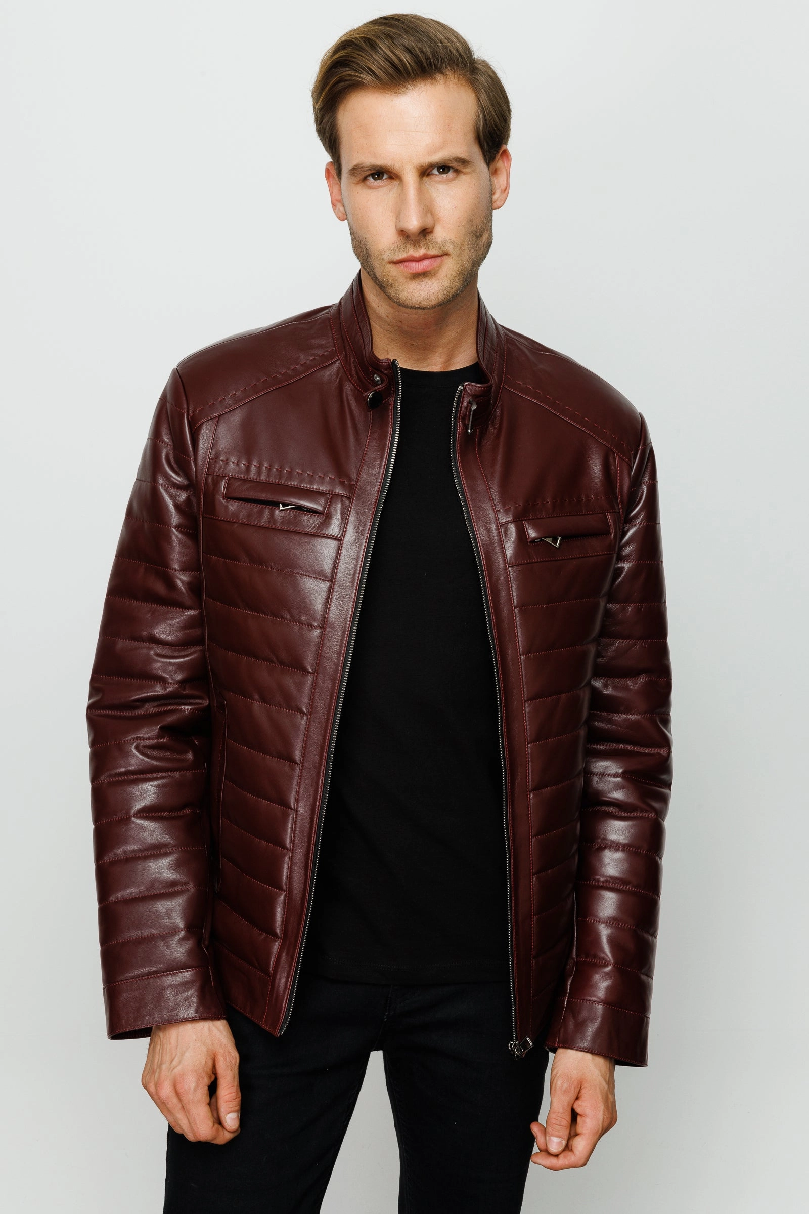 The Wilkerson Burgundy Leather Men Jacket Refrigiwear Jackets