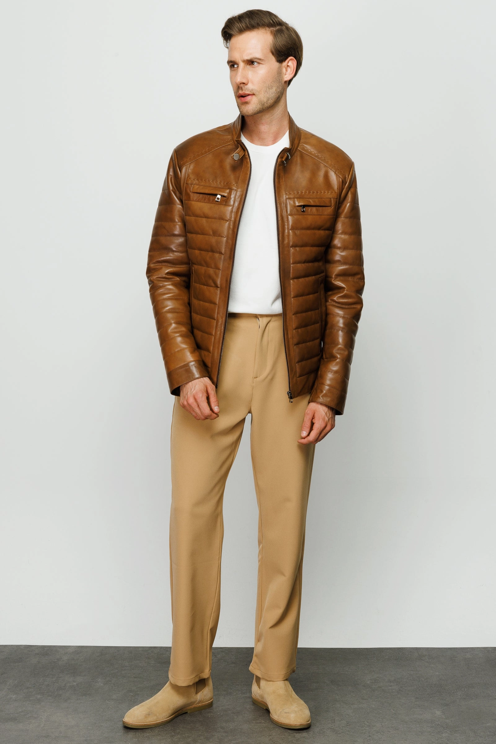 Adult Jackets The Wilkerson Tan Leather Men Jacket