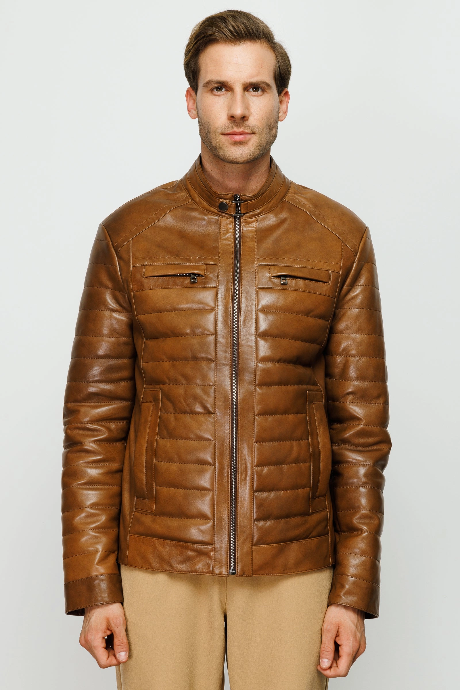 Fur Jackets Sale The Wilkerson Tan Leather Men Jacket