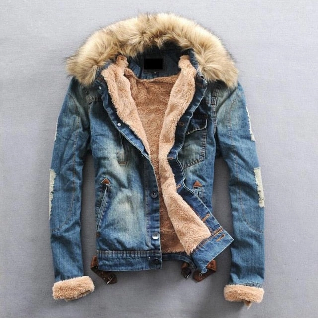 Coats At Sam's Club CLASSDIM Men Thicker Warm Denim Coats Men Casual Jean Jackets Winter Warm Denim Jackets Jean Coats New Fashion Warm Jena coats
