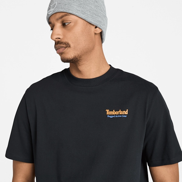 Timberland Rugged Active Gear Back Graphic T-Shirt Black/Dark Wheat Men'S Hebrew T Shirts