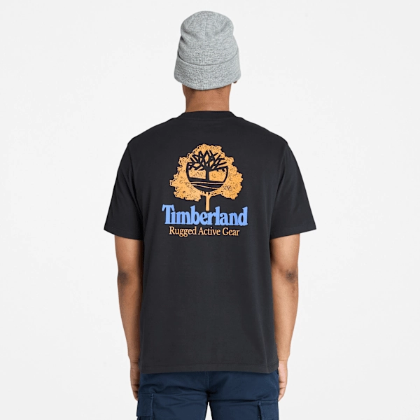 Timberland Rugged Active Gear Back Graphic T-Shirt Black/Dark Wheat Men'S Seattle T Shirts