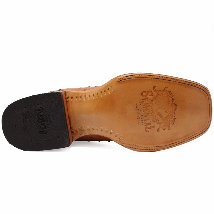 Free People Cowboy Boots Men's Genuine Full Quill Ostrich Square Toe Boots Cognac