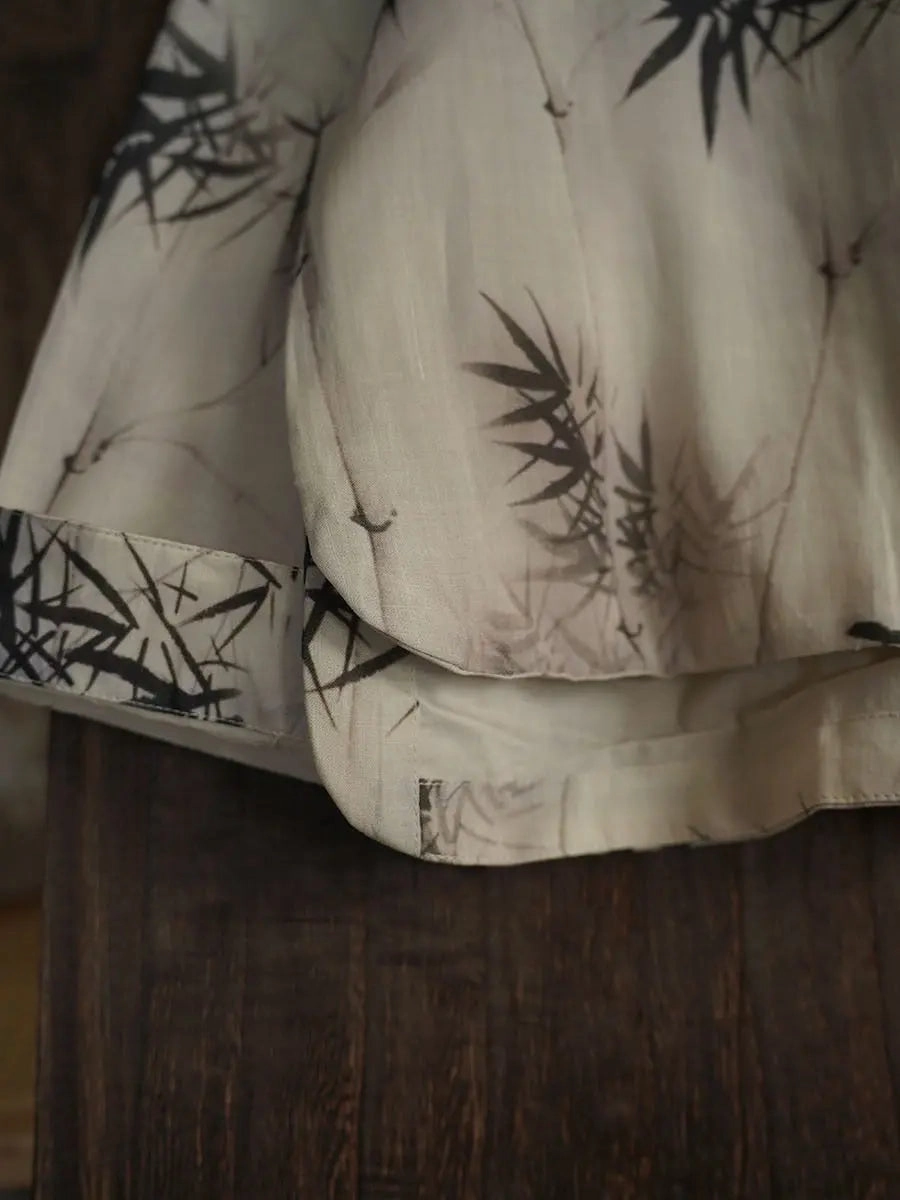 Women Bamboo Leaf Print Ramie Sweatshirt Patrick Star Sweatshirts