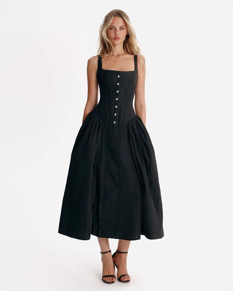 Renaissance Dress Black corset midi dress