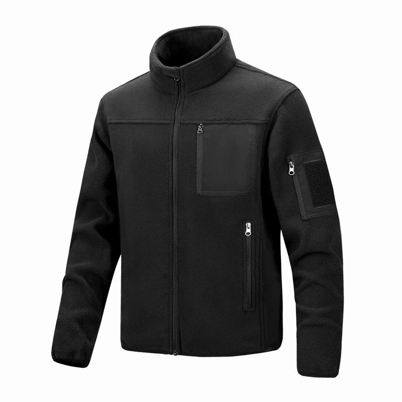 Leather Winter Men Polartec Warm Jackets Casual Man Fleece Lined Windbreaker Coats Men Soft Shell Stand Collar Tactical Hiking Jackets