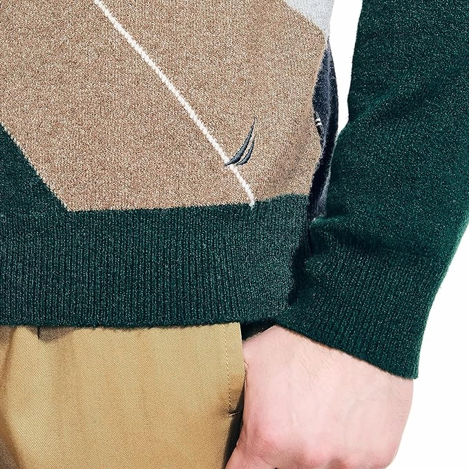 Nautica Men's Sustainably Crafted Argyle Crewneck Sweater University Of Wisconsin Sweatshirts