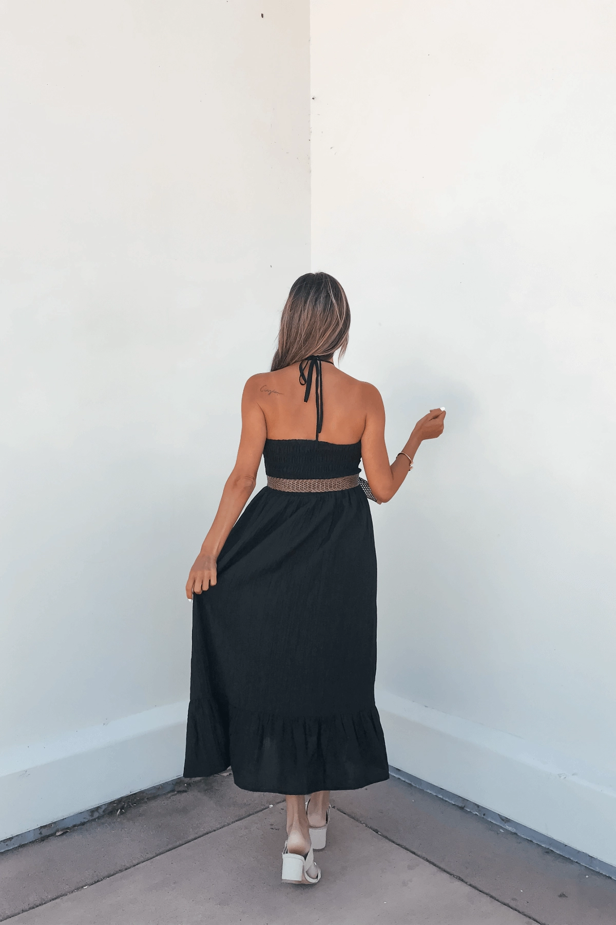 Madewell Ariana Midi Dress Camille Black Halter Belted Midi Dress - FINAL SALE