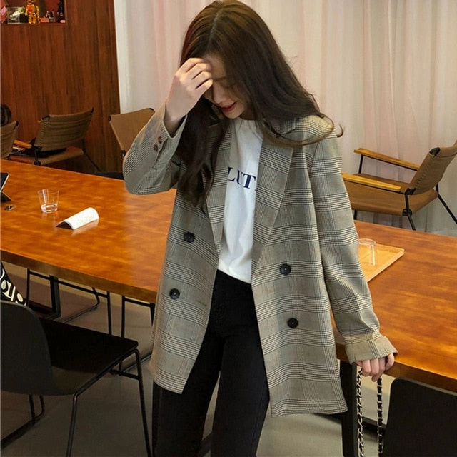 Office Ladies Blazer Double Breasted Rta Jackets