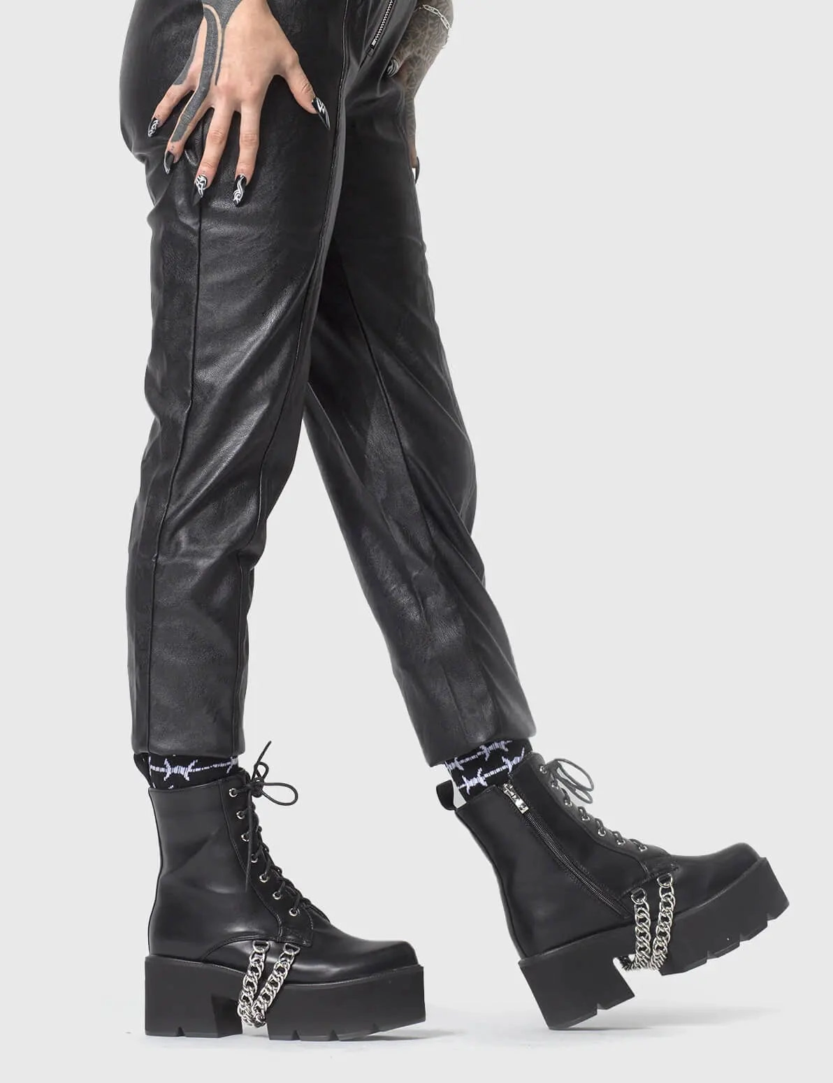 High Suede Ankle Boots Trapped Chunky Platform Ankle Boots