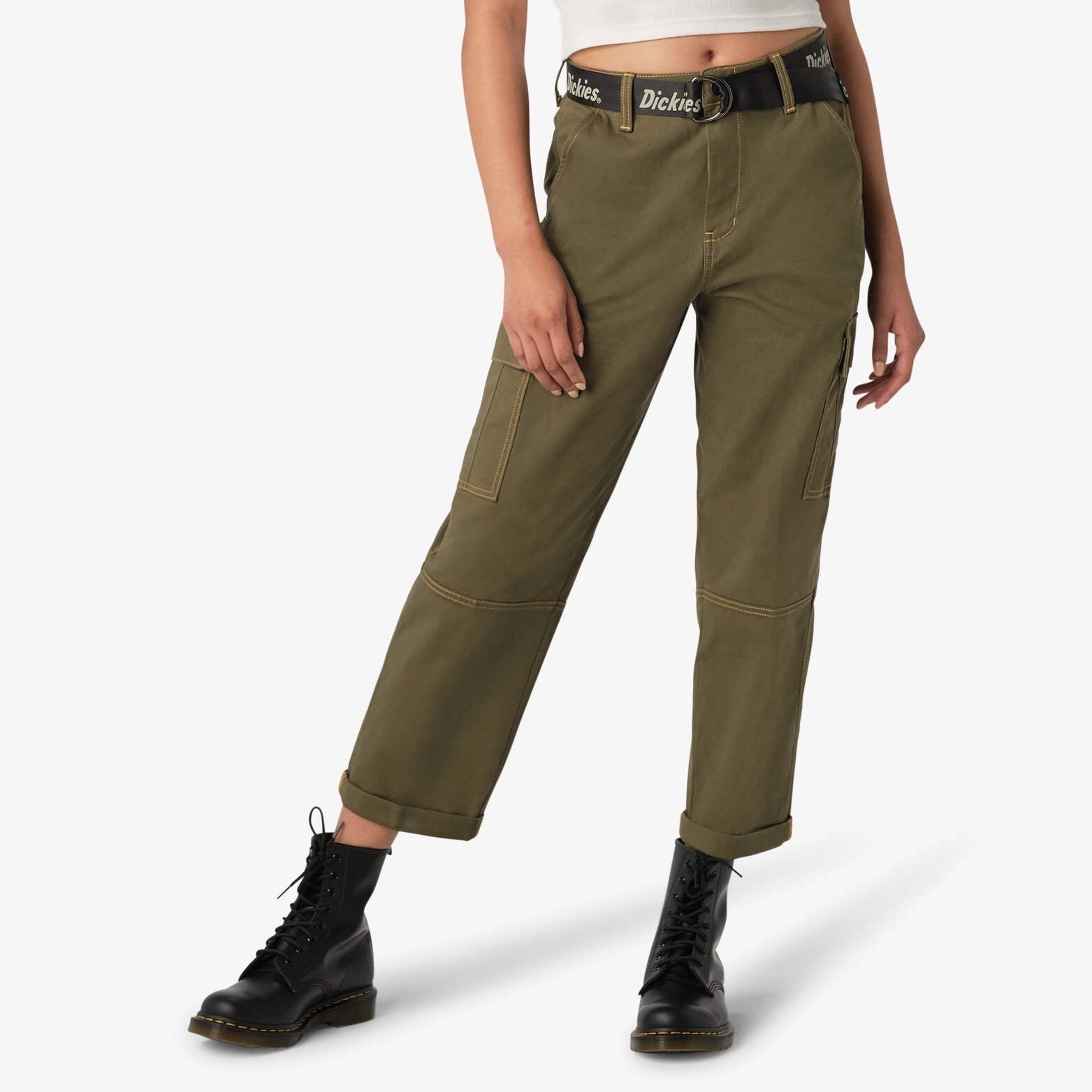 Union Bay Cargo Pants Dickies Women's Contrast Stitch Cropped Cargo Pants