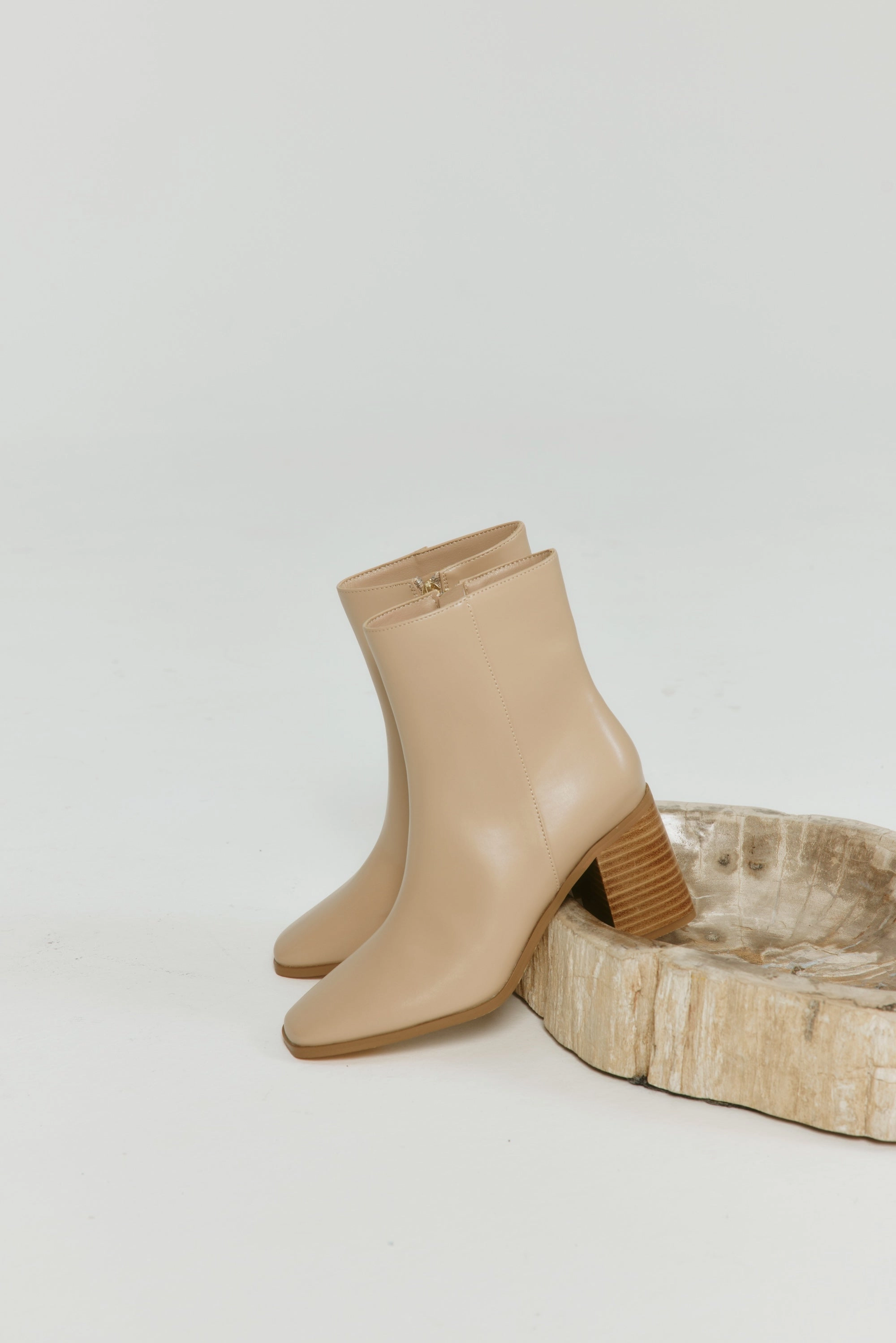 Liliah Ankle Boots - Beige Stirrup Ankle Boots