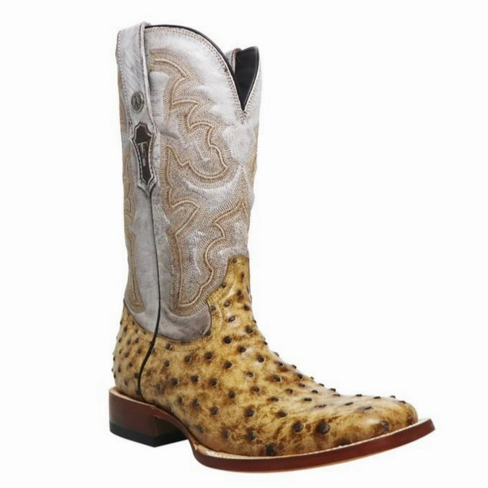 Big Boots Sale Men's Dutton Print Ostrich Square Toe Boots Rustic Orix