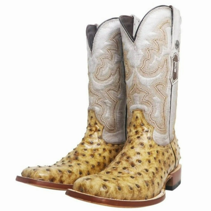 Men's Dutton Print Ostrich Square Toe Boots Rustic Orix Light Up Rain Boots