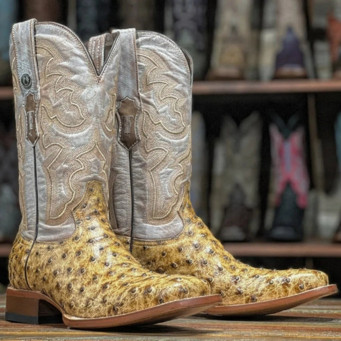 Men's Dutton Print Ostrich Square Toe Boots Rustic Orix Ariat Waterproof Boots