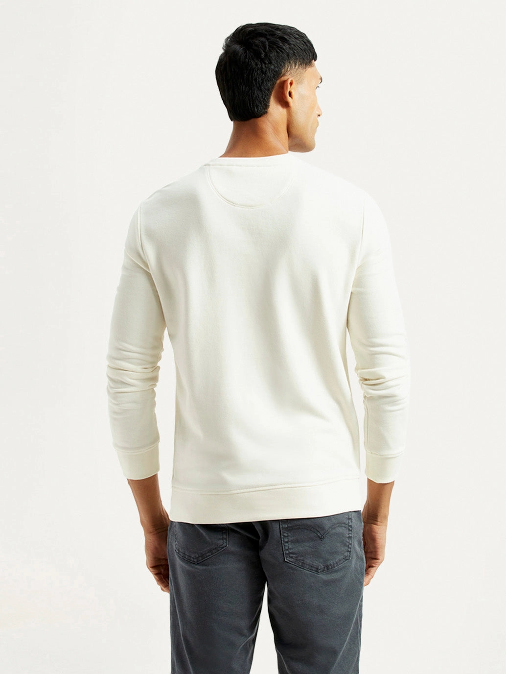 Wisconsin University Sweatshirts Men's Graphic Print Off White Slim Fit Sweatshirt